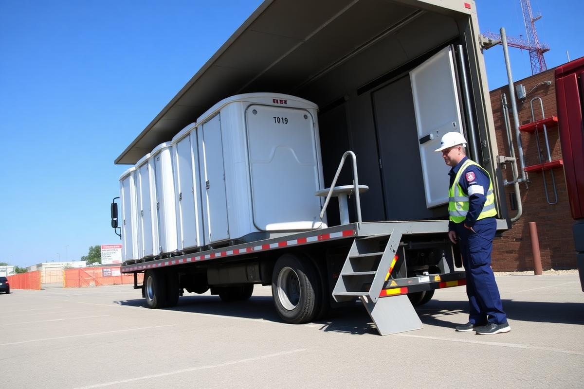 Azura Portable Toilets delivery truck in High Point NC